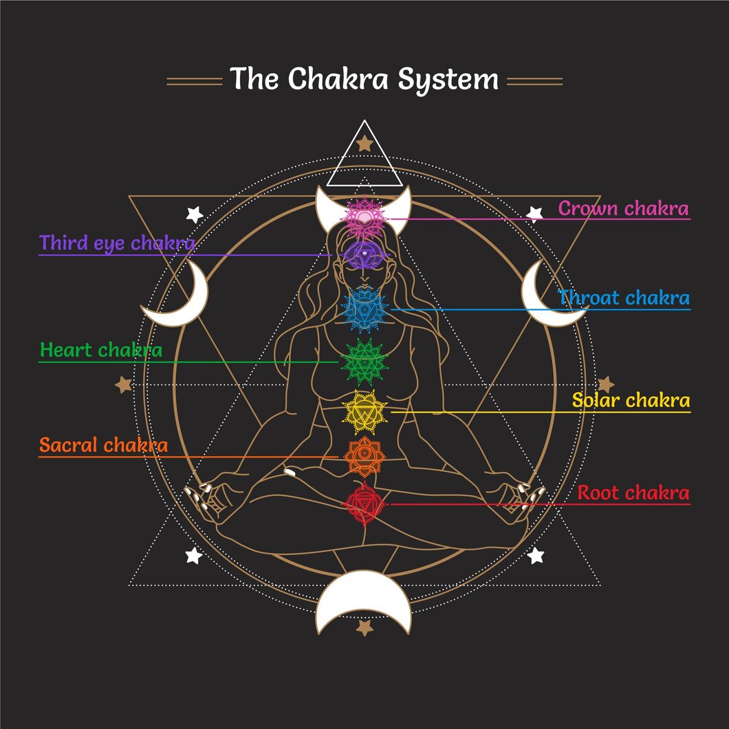 Illustrated chakra chart representing emotional balance